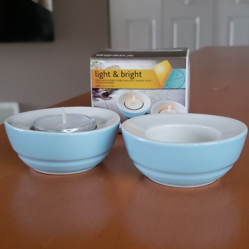 Pair of ceramic tea light holders